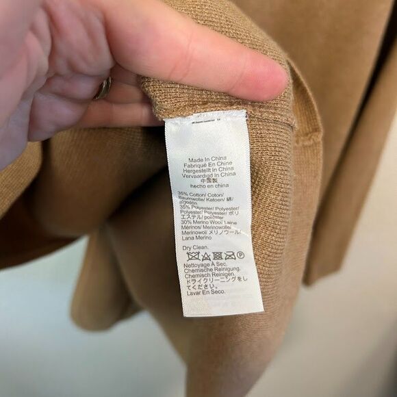 J.Crew Giselle Sweater Blazer XL Tan Knit Gold Buttons Classic Wool Blend - Picture 6 of 6